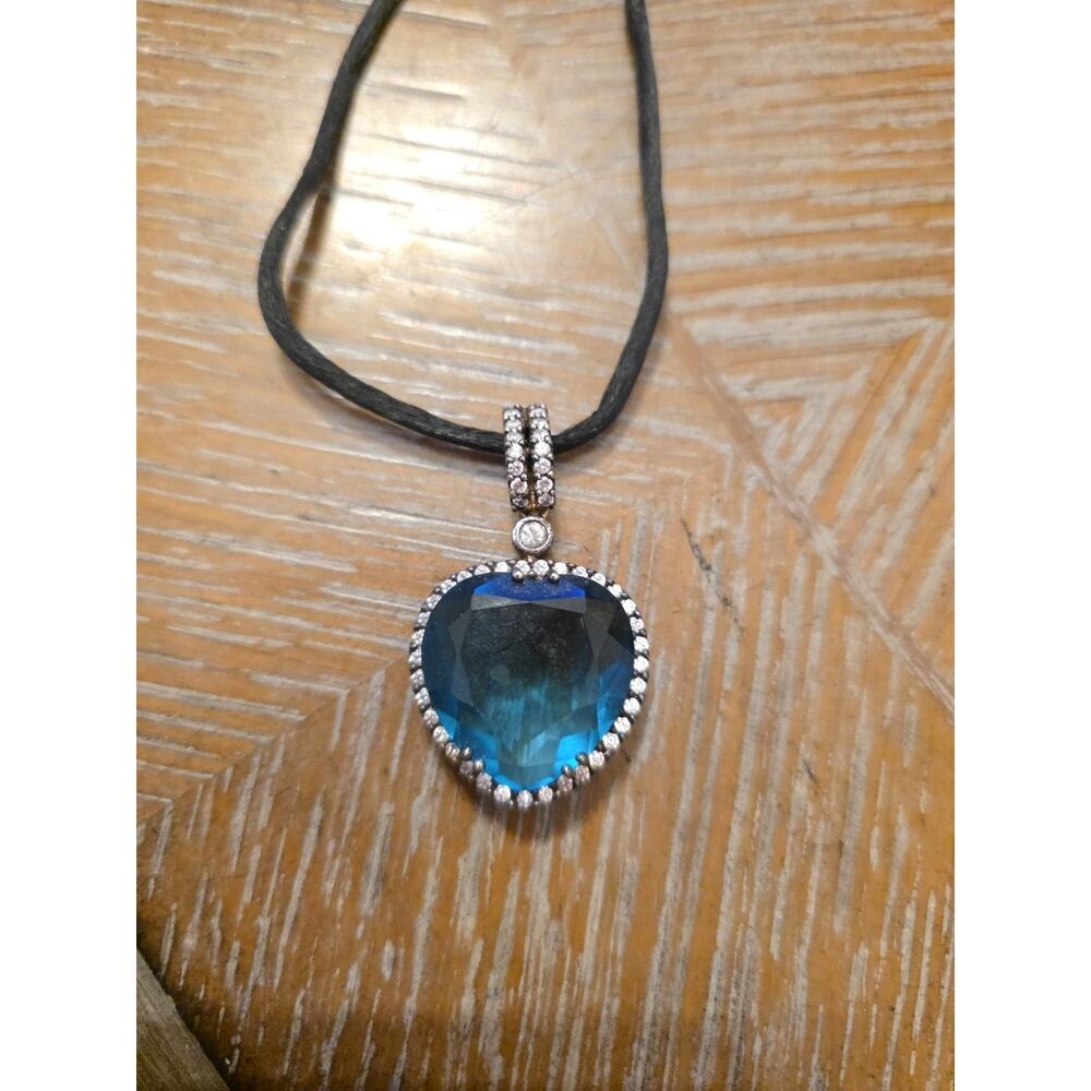 925 Sterling Silver Pendant Heart Citrine Tourmaline‎ Handmade Gemstone Rare